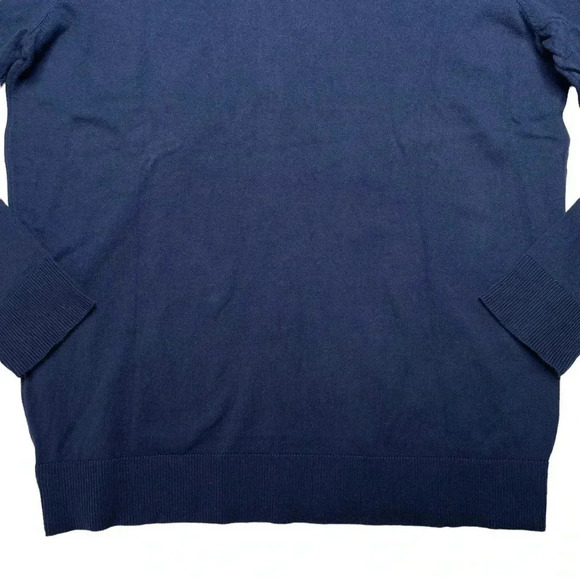 Alfani Solid Table Cotton Blend Navy V-Neck Classic Fit Mens Sweater - Picture 9 of 10